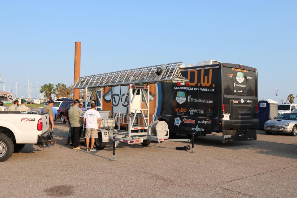 A CodeRGV Connectivity on Wheels RV deployed after a hurricane